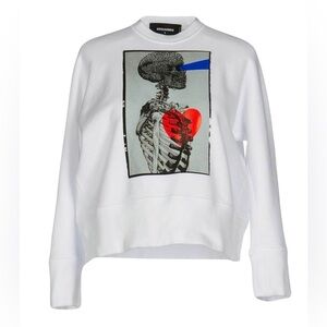 Dsquared2’s White Sweatshirt with Skeleton and Heart Graphic